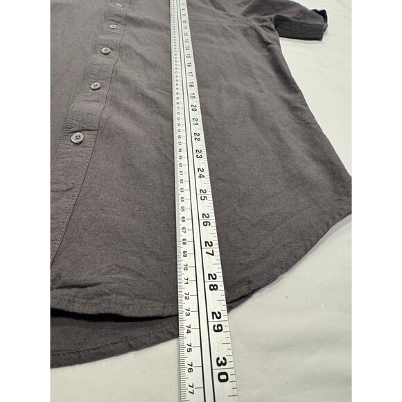 COASTAORO Men's Casual Short Sleeve Button Up Shirt S Gray Collared Linen Blend - Picture 8 of 9
